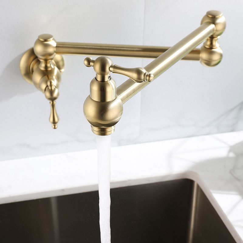 Contemporary Pull Down Wall Mounted Double Handles Pot Filler Low Profile Filler Clearhalo 'Home Improvement' 'home_improvement' 'home_improvement_kitchen_faucets' 'Kitchen Faucets' 'Kitchen Remodel & Kitchen Fixtures' 'Kitchen Sinks & Faucet Components' 'kitchen_faucets' 1200x1200_aa85001f-e9a0-443b-9be1-ce3f3b9bd8dc
