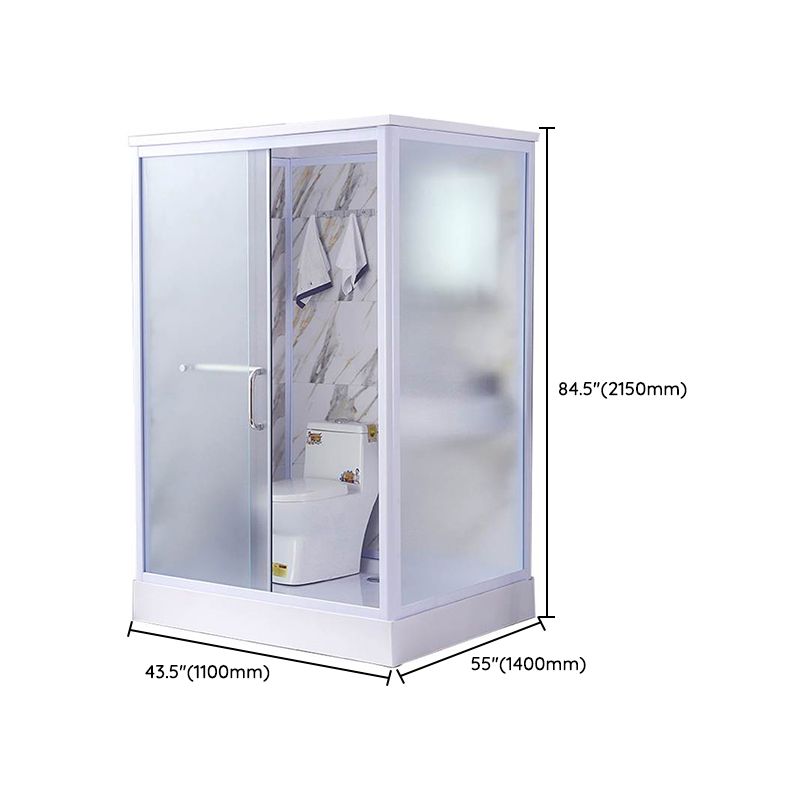 Framed Single Sliding Shower Kit Rectangle Frosted Shower Kit Clearhalo 'Bathroom Remodel & Bathroom Fixtures' 'Home Improvement' 'home_improvement' 'home_improvement_shower_stalls_enclosures' 'Shower Stalls & Enclosures' 'shower_stalls_enclosures' 'Showers & Bathtubs' 1200x1200_aa87232d-e588-4d42-92c6-508e9d821972