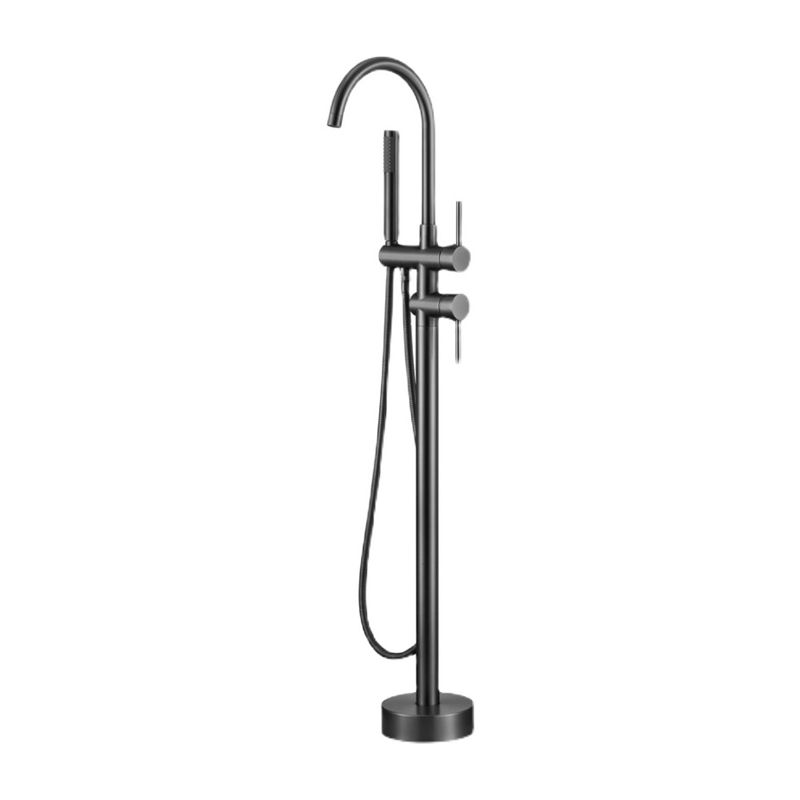 Brass Freestanding Tub Filler Floor Mounted Tub Filler with Lever Handles Clearhalo 'Bathroom Remodel & Bathroom Fixtures' 'Bathtub Faucets' 'bathtub_faucets' 'Home Improvement' 'home_improvement' 'home_improvement_bathtub_faucets' 1200x1200_aa88f146-d751-45d8-96b1-6e415d899fd7