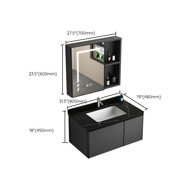 Aluminum Bathroom Vanity Set Doors Wall Mounted Doors Grey Single Sink with Mirror Clearhalo 'Bathroom Remodel & Bathroom Fixtures' 'Bathroom Vanities' 'bathroom_vanities' 'Home Improvement' 'home_improvement' 'home_improvement_bathroom_vanities' 1200x1200_aa90a6ec-6ef4-41f3-b7a1-ce668fd03a58