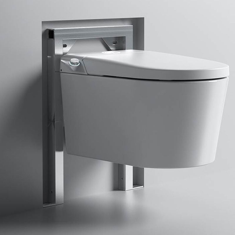 Contemporary Wall Hung Toilet Set in White Elongated Bowl Shape Clearhalo 'Bathroom Remodel & Bathroom Fixtures' 'Bidets' 'Home Improvement' 'home_improvement' 'home_improvement_bidets' 'Toilets & Bidets' 1200x1200_aac7a0e0-0079-44bd-9de9-3ad1f40e00f0
