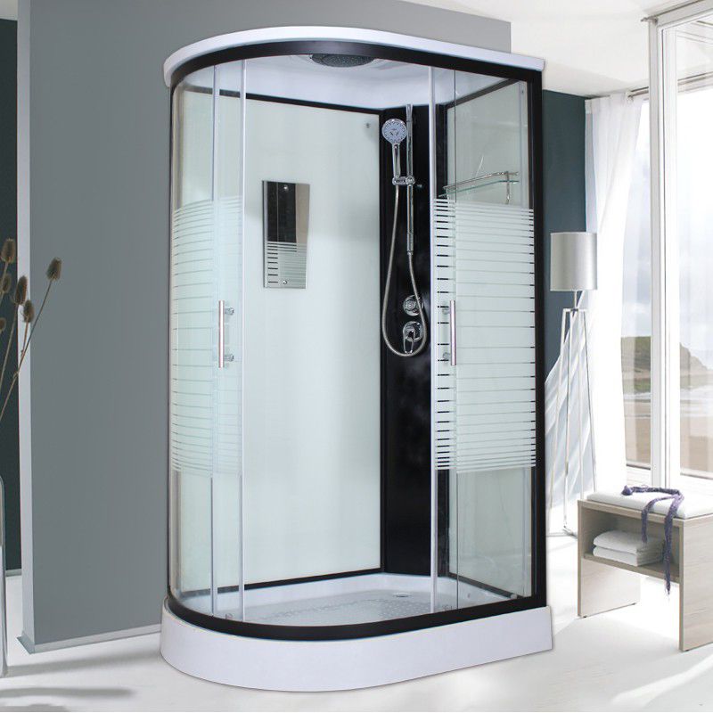 Corner Tempered Glass Shower Stall Home Round Double Sliding Shower Stall Clearhalo 'Bathroom Remodel & Bathroom Fixtures' 'Home Improvement' 'home_improvement' 'home_improvement_shower_stalls_enclosures' 'Shower Stalls & Enclosures' 'shower_stalls_enclosures' 'Showers & Bathtubs' 1200x1200_ab05bce9-5328-4149-99e5-b6413e21455c