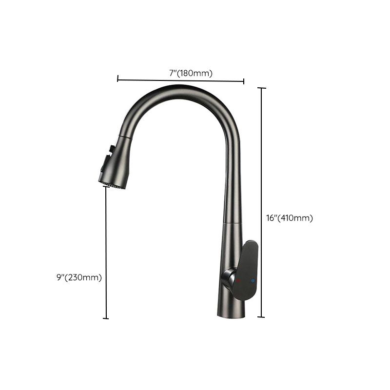Contemporary Gooseneck Faucet One Handle Kitchen Faucet High Arch Water Filler Clearhalo 'Home Improvement' 'home_improvement' 'home_improvement_kitchen_faucets' 'Kitchen Faucets' 'Kitchen Remodel & Kitchen Fixtures' 'Kitchen Sinks & Faucet Components' 'kitchen_faucets' 1200x1200_ab144ceb-c916-4b77-9e09-9ec276815520