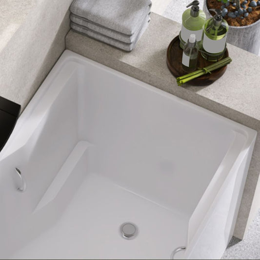 Modern Rectangular White Bathtub Acrylic Back to Wall with Drain Bath Tub Clearhalo 'Bathroom Remodel & Bathroom Fixtures' 'Bathtubs' 'Home Improvement' 'home_improvement' 'home_improvement_bathtubs' 'Showers & Bathtubs' 1200x1200_ab2ad237-0d63-4217-8fd3-cecbe1b3bc8c