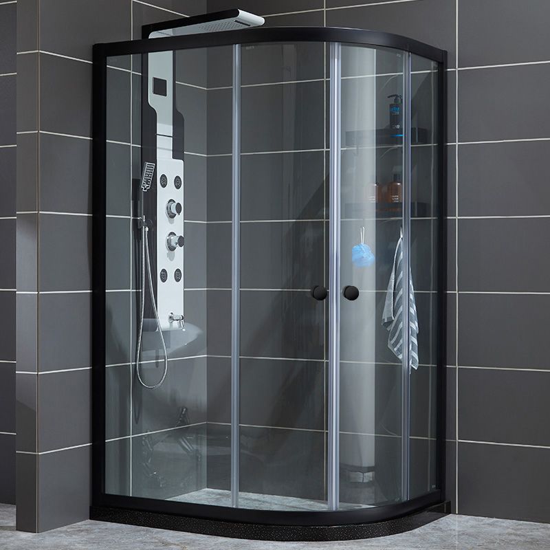 75" H Transparent Tempered Shower Door Framed Double Sliding Shower Bath Door Clearhalo 'Bathroom Remodel & Bathroom Fixtures' 'Home Improvement' 'home_improvement' 'home_improvement_shower_tub_doors' 'Shower and Tub Doors' 'shower_tub_doors' 'Showers & Bathtubs' 1200x1200_ab32abd7-bc82-4851-9d5a-b2fc7cf92184