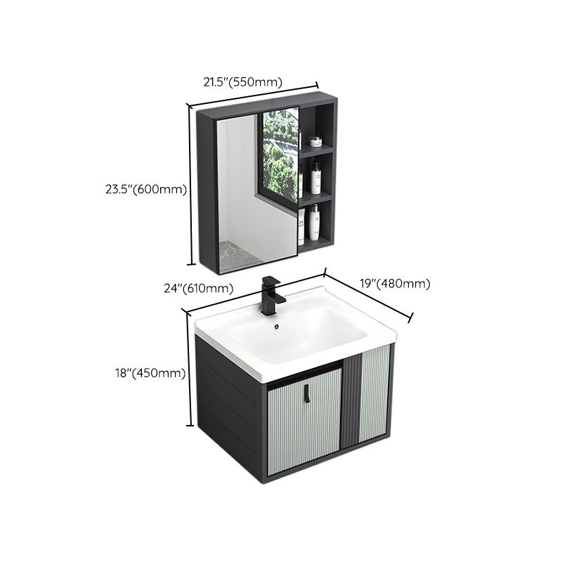 Wall Mount Metal Modern Bathroom Sink Vanity with Sink Faucet Clearhalo 'Bathroom Remodel & Bathroom Fixtures' 'Bathroom Vanities' 'bathroom_vanities' 'Home Improvement' 'home_improvement' 'home_improvement_bathroom_vanities' 1200x1200_ab37b1df-379f-4b8e-b7c9-8d3aaac92e80