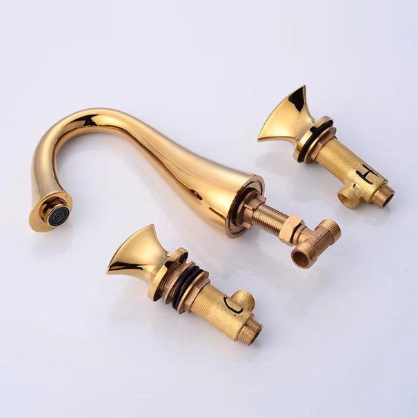 Vintage Widespread Lavatory Faucet, 2 Handle Full Brass Bathroom Vanity Faucet with Drain Clearhalo 'Bathroom Remodel & Bathroom Fixtures' 'Bathroom Sink Faucets' 'Bathroom Sinks & Faucet Components' 'bathroom_sink_faucets' 'Home Improvement' 'home_improvement' 'home_improvement_bathroom_sink_faucets' 1200x1200_ab49907f-b1be-4d0a-9f23-f06c55eaa662