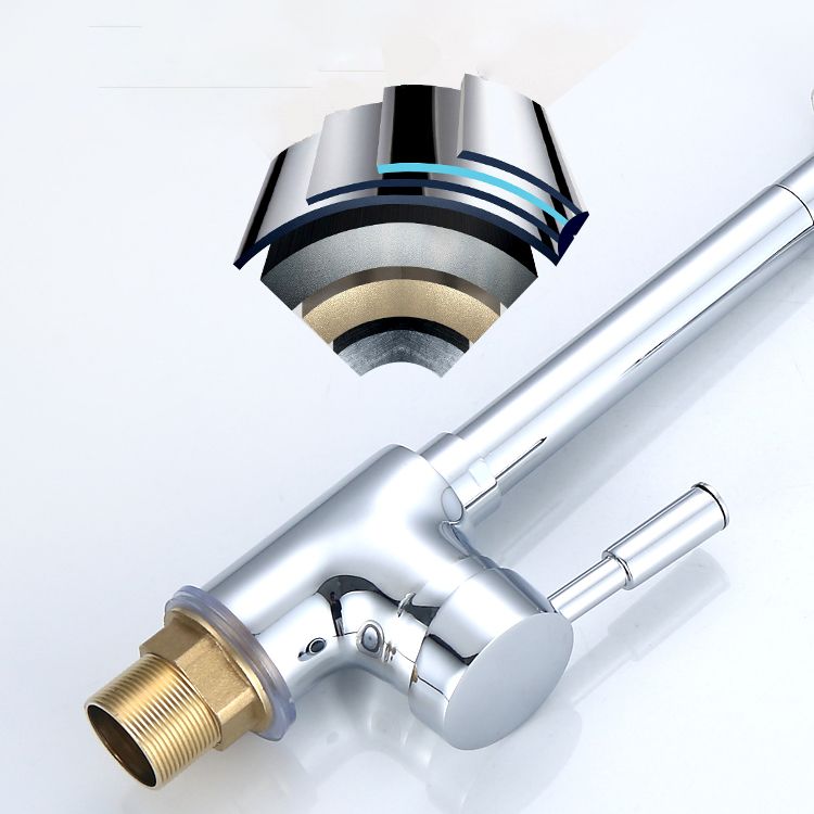 Modern Faucet 1-Handle 1-Hole Brass Single Level Low Profile Pot Filler Kitchen Faucet Clearhalo 'Home Improvement' 'home_improvement' 'home_improvement_kitchen_faucets' 'Kitchen Faucets' 'Kitchen Remodel & Kitchen Fixtures' 'Kitchen Sinks & Faucet Components' 'kitchen_faucets' 1200x1200_ab4d1281-5b3e-4043-ad02-f65cbe797183