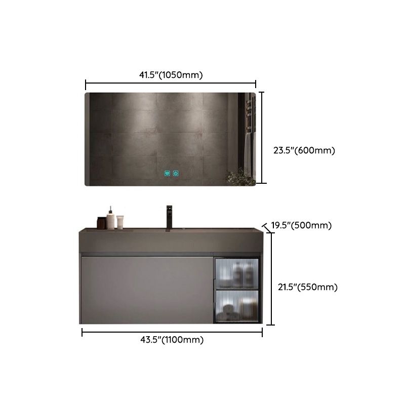 Modern Bathroom Vanity Cabinet Wall-Mounted One Drawer and Shelving Clearhalo 'Bathroom Remodel & Bathroom Fixtures' 'Bathroom Vanities' 'bathroom_vanities' 'Home Improvement' 'home_improvement' 'home_improvement_bathroom_vanities' 1200x1200_ab5ddabf-5259-448f-b2e3-ecfebc5b7cb0