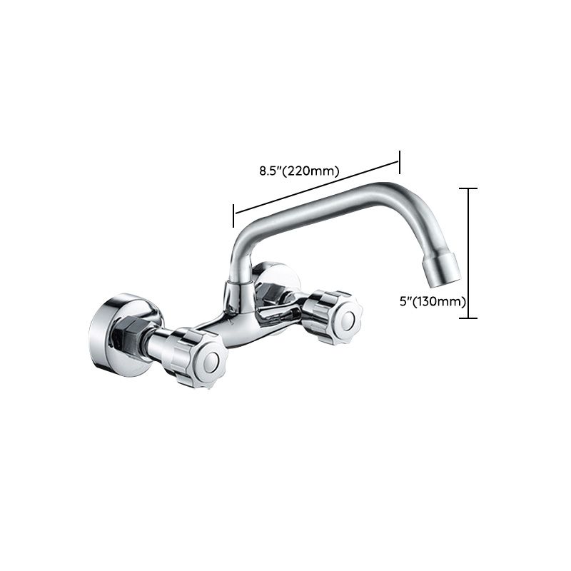 Contemporary Metal Kitchen Faucet Wall-mounted 2 Holds Bar Faucet Clearhalo 'Home Improvement' 'home_improvement' 'home_improvement_kitchen_faucets' 'Kitchen Faucets' 'Kitchen Remodel & Kitchen Fixtures' 'Kitchen Sinks & Faucet Components' 'kitchen_faucets' 1200x1200_ab611023-697e-4740-9eb9-b416e9cf80b8