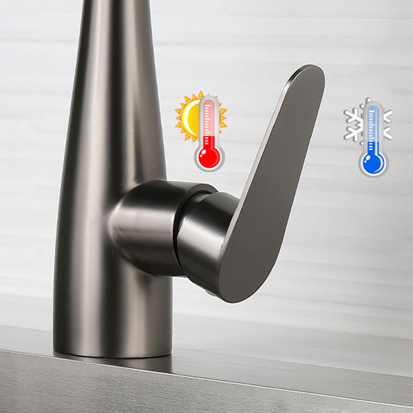 Modern Style Retractable Kitchen Faucet Stainless Steel Single Handle Kitchen Faucet Clearhalo 'Home Improvement' 'home_improvement' 'home_improvement_kitchen_faucets' 'Kitchen Faucets' 'Kitchen Remodel & Kitchen Fixtures' 'Kitchen Sinks & Faucet Components' 'kitchen_faucets' 1200x1200_ab829162-0fec-4182-b3b9-741ff59413c3