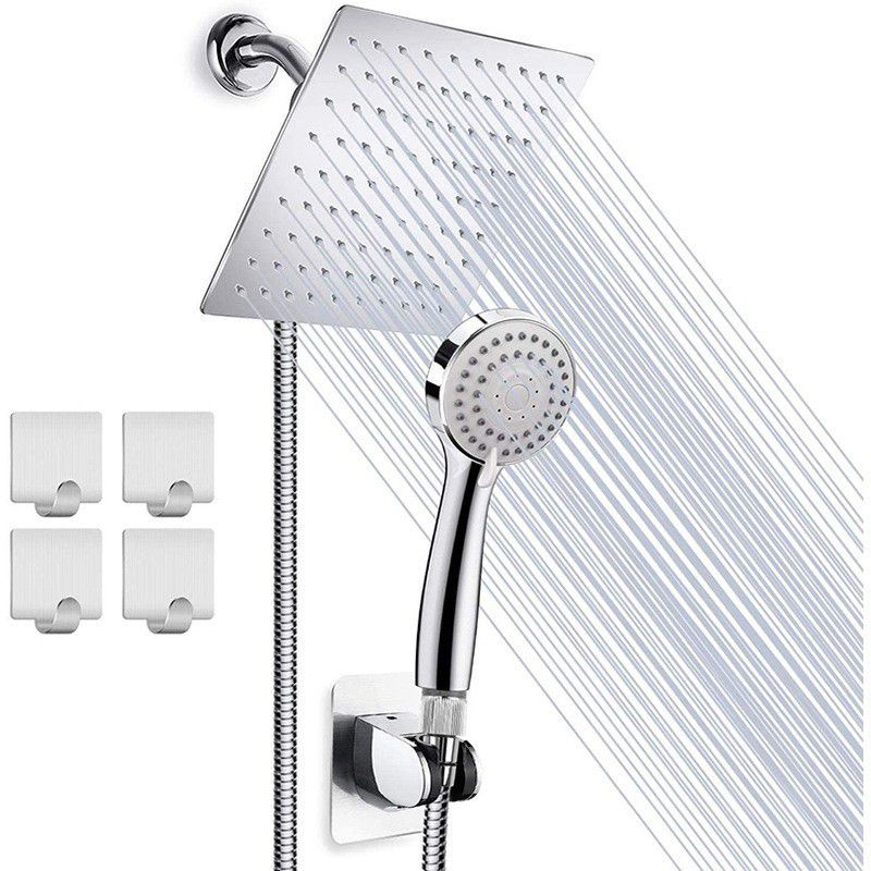 Classic Dual Shower Head Square Large Shower Head with Round Hand Shower Clearhalo 'Bathroom Remodel & Bathroom Fixtures' 'Home Improvement' 'home_improvement' 'home_improvement_shower_heads' 'Shower Heads' 'shower_heads' 'Showers & Bathtubs Plumbing' 'Showers & Bathtubs' 1200x1200_aba00a4d-bc83-42e8-94bf-0c0b7346fdd6