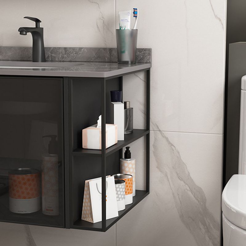 Contemporary Square Sink Cabinet Mirror Cabinet Bathroom Wall Mount Vanity Cabinet Clearhalo 'Bathroom Remodel & Bathroom Fixtures' 'Bathroom Vanities' 'bathroom_vanities' 'Home Improvement' 'home_improvement' 'home_improvement_bathroom_vanities' 1200x1200_aba08196-77bc-4c32-b5cf-9917636e4778