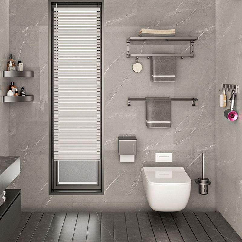 Modern Bathroom Accessory Kit Grey Towel Bar Bath Shelf Bathroom Hardware Clearhalo 'Bathroom Hardware Sets' 'Bathroom Hardware' 'Bathroom Remodel & Bathroom Fixtures' 'bathroom_hardware_sets' 'Home Improvement' 'home_improvement' 'home_improvement_bathroom_hardware_sets' 1200x1200_abe84d57-3f8d-4a82-9c1b-88929208d7d1