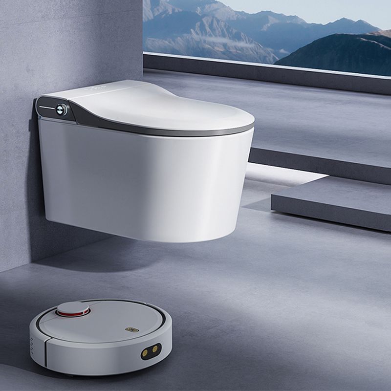 Contemporary Wall Mounted Bidet Elongated White Foot Sensor Ceramic Heated Seat Clearhalo 'Bathroom Remodel & Bathroom Fixtures' 'Bidets' 'Home Improvement' 'home_improvement' 'home_improvement_bidets' 'Toilets & Bidets' 1200x1200_ac1ac127-4337-4282-8f17-959a516f8e22