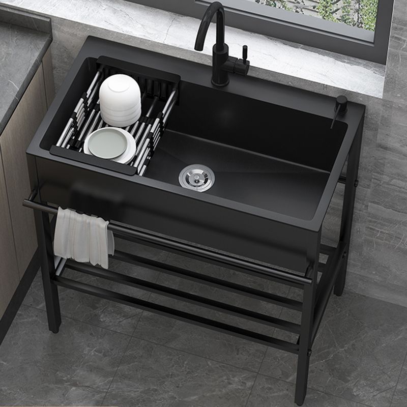 Modern Style Kitchen Sink All-in-one Black Kitchen Sink with Drain Assembly Clearhalo 'Home Improvement' 'home_improvement' 'home_improvement_kitchen_sinks' 'Kitchen Remodel & Kitchen Fixtures' 'Kitchen Sinks & Faucet Components' 'Kitchen Sinks' 'kitchen_sinks' 1200x1200_ac1fbe2f-abe8-4def-bfd1-d1f487c54615