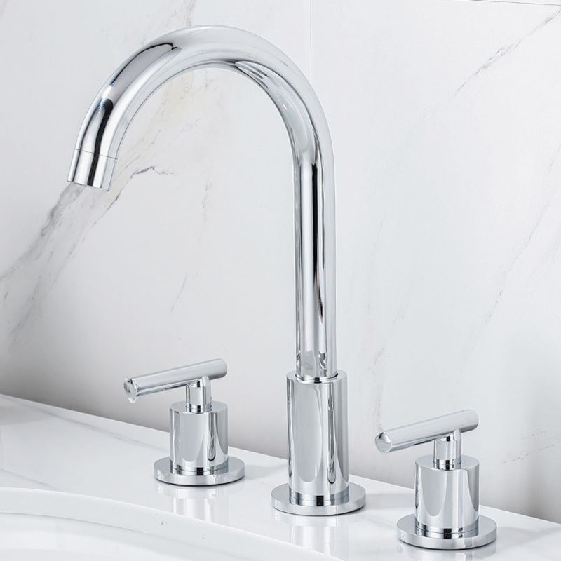 Modern 2-Handle Bathroom Sink Faucet 3 Hole Widespread Bathroom Faucet Clearhalo 'Bathroom Remodel & Bathroom Fixtures' 'Bathroom Sink Faucets' 'Bathroom Sinks & Faucet Components' 'bathroom_sink_faucets' 'Home Improvement' 'home_improvement' 'home_improvement_bathroom_sink_faucets' 1200x1200_ac23267f-d66d-41fb-a7b7-9abe44e21ebf