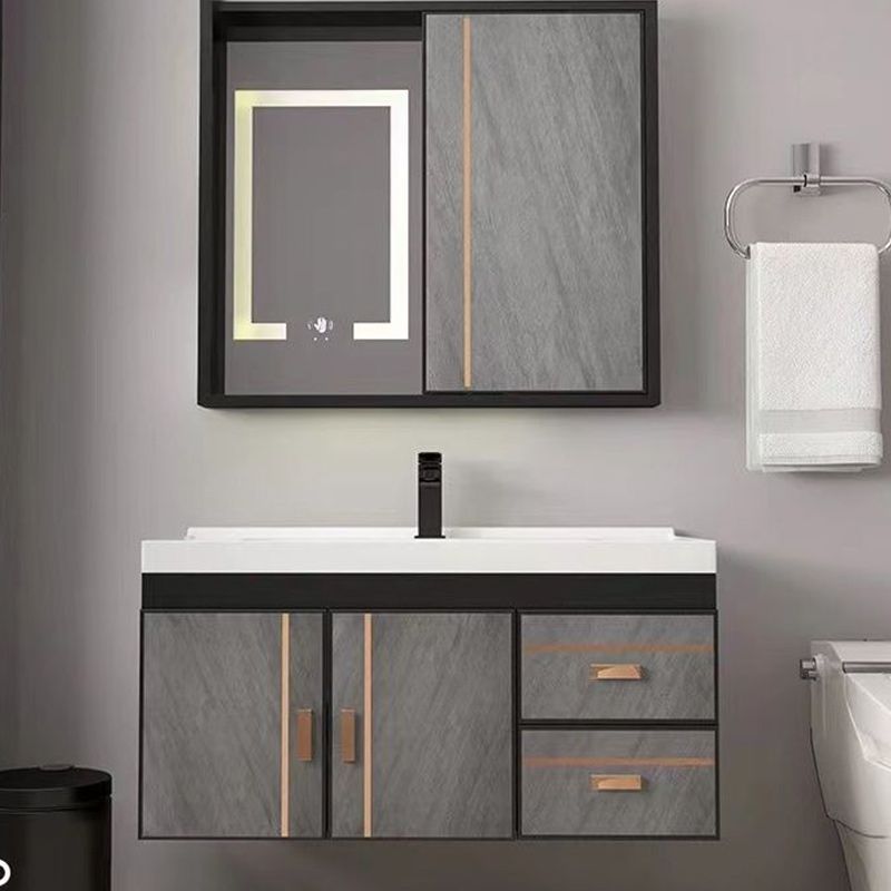 2 Doors Bathroom Vanity Grey Mirror Ceramic Top Wall Mount Vanity Set with Single Sink Clearhalo 'Bathroom Remodel & Bathroom Fixtures' 'Bathroom Vanities' 'bathroom_vanities' 'Home Improvement' 'home_improvement' 'home_improvement_bathroom_vanities' 1200x1200_ac28a261-31f9-42e8-8c11-3d9dc28af9c0
