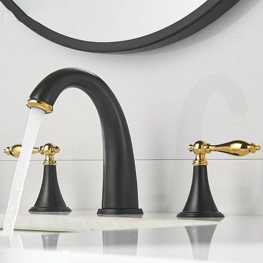 Modern Widespread Sink Faucet Plain Bathroom Double Handle Faucet with Lever Handle Clearhalo 'Bathroom Remodel & Bathroom Fixtures' 'Bathroom Sink Faucets' 'Bathroom Sinks & Faucet Components' 'bathroom_sink_faucets' 'Home Improvement' 'home_improvement' 'home_improvement_bathroom_sink_faucets' 1200x1200_ac3cfc09-c261-4b8f-b441-d99b70dc7052