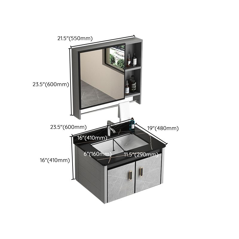 Modern Metal Sink Vanity Wood Wall Mount Faucet Included Bathroom Vanity Clearhalo 'Bathroom Remodel & Bathroom Fixtures' 'Bathroom Vanities' 'bathroom_vanities' 'Home Improvement' 'home_improvement' 'home_improvement_bathroom_vanities' 1200x1200_ac49ea07-6882-43e3-ad5e-d210a6c0f105