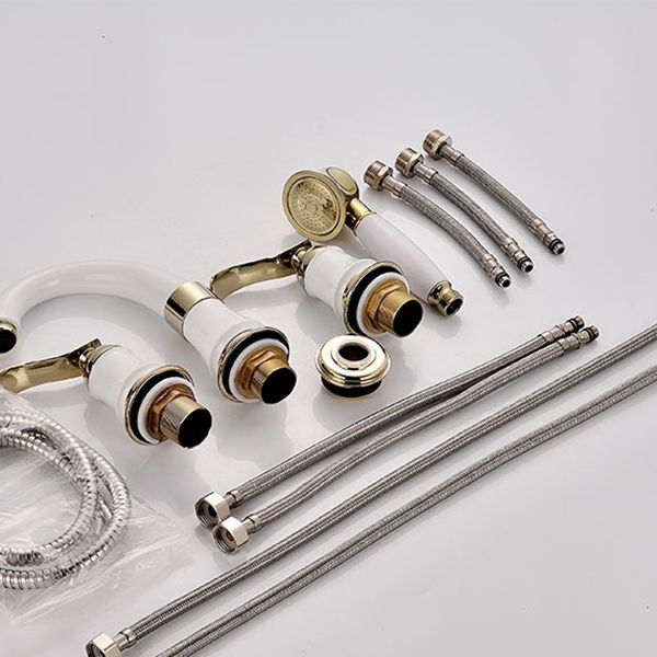 Tradition Bath Filler Trim Deck Mounted Swivel Spout Tub Filler Trim Clearhalo 'Bathroom Remodel & Bathroom Fixtures' 'Bathtub Faucets' 'bathtub_faucets' 'Home Improvement' 'home_improvement' 'home_improvement_bathtub_faucets' 1200x1200_ac531ee9-a1e9-4ea2-94bb-7d380e189429