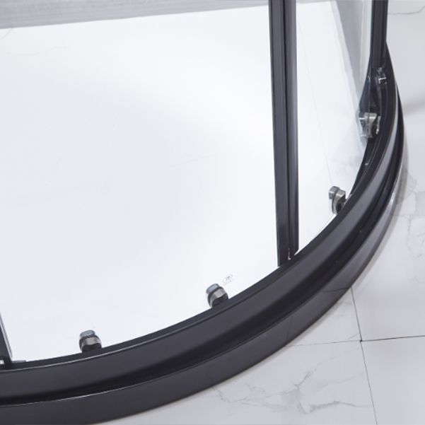 Neo-round Double Sliding Shower Enclosure Black Frame Shower Kit Clearhalo 'Bathroom Remodel & Bathroom Fixtures' 'Home Improvement' 'home_improvement' 'home_improvement_shower_stalls_enclosures' 'Shower Stalls & Enclosures' 'shower_stalls_enclosures' 'Showers & Bathtubs' 1200x1200_ac533a6e-4cea-469f-b4d5-dedf19f981ea