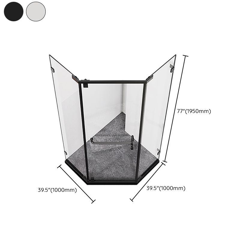 Neo-Angle Tempered Glass Shower Enclosure Black Framed Shower Kit Clearhalo 'Bathroom Remodel & Bathroom Fixtures' 'Home Improvement' 'home_improvement' 'home_improvement_shower_stalls_enclosures' 'Shower Stalls & Enclosures' 'shower_stalls_enclosures' 'Showers & Bathtubs' 1200x1200_ac5a9dbc-de6f-4a3b-8930-0c3c806e8035