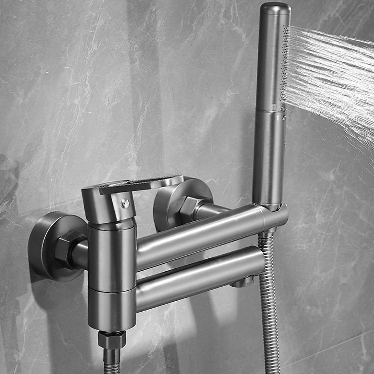 Fixed Metal Wall Mounted Contemporary Lever Handle Wall Mount Clearhalo 'Bathroom Remodel & Bathroom Fixtures' 'Bathtub Faucets' 'bathtub_faucets' 'Home Improvement' 'home_improvement' 'home_improvement_bathtub_faucets' 1200x1200_ac7bbd35-d932-4115-9b7f-a997e1eb04a3