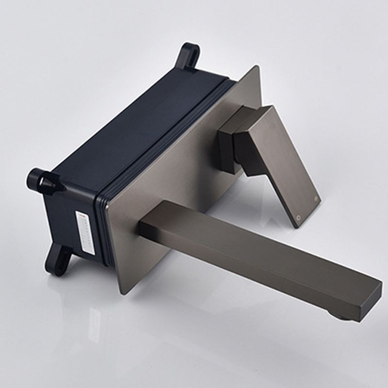 Modern 1-Handle Bathroom Sink Faucet 2 Hole Wall Mounted Bathroom Faucet Brass Clearhalo 'Bathroom Remodel & Bathroom Fixtures' 'Bathroom Sink Faucets' 'Bathroom Sinks & Faucet Components' 'bathroom_sink_faucets' 'Home Improvement' 'home_improvement' 'home_improvement_bathroom_sink_faucets' 1200x1200_ac7c62ae-3bbb-4f11-9818-dfddcd40fa87