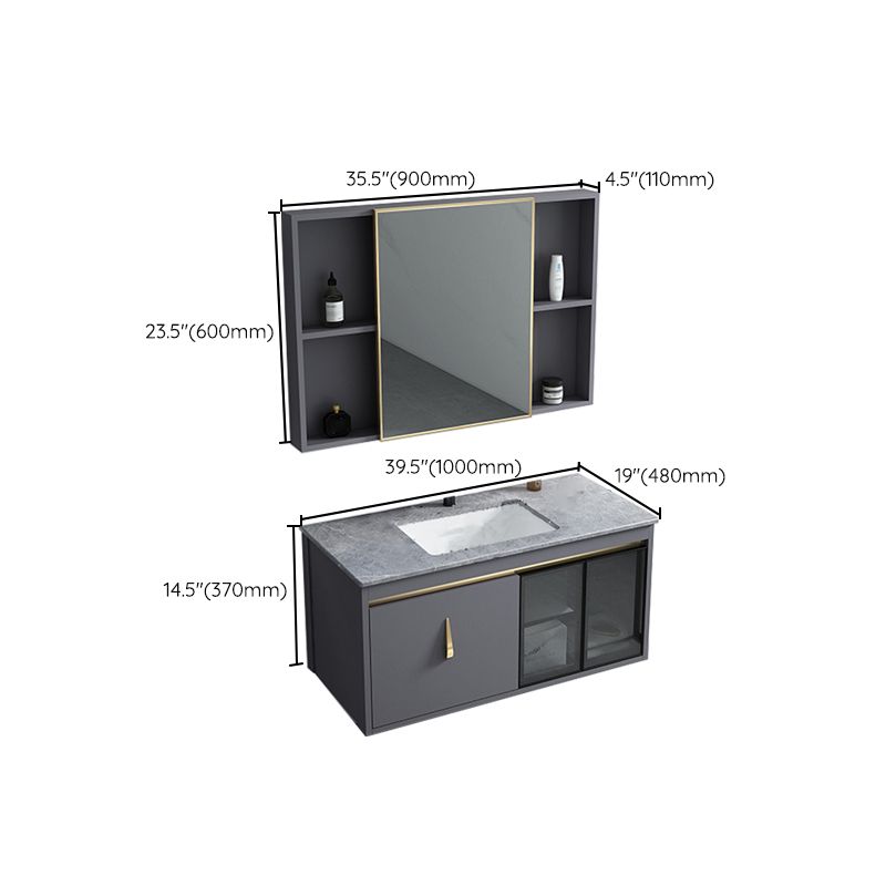 Contemporary Gray Vanity Sink Wall Mounted Bathroom Vanity Cabinet Clearhalo 'Bathroom Remodel & Bathroom Fixtures' 'Bathroom Vanities' 'bathroom_vanities' 'Home Improvement' 'home_improvement' 'home_improvement_bathroom_vanities' 1200x1200_ac875a94-9b2f-45d4-a7cf-19dc8a376dd5