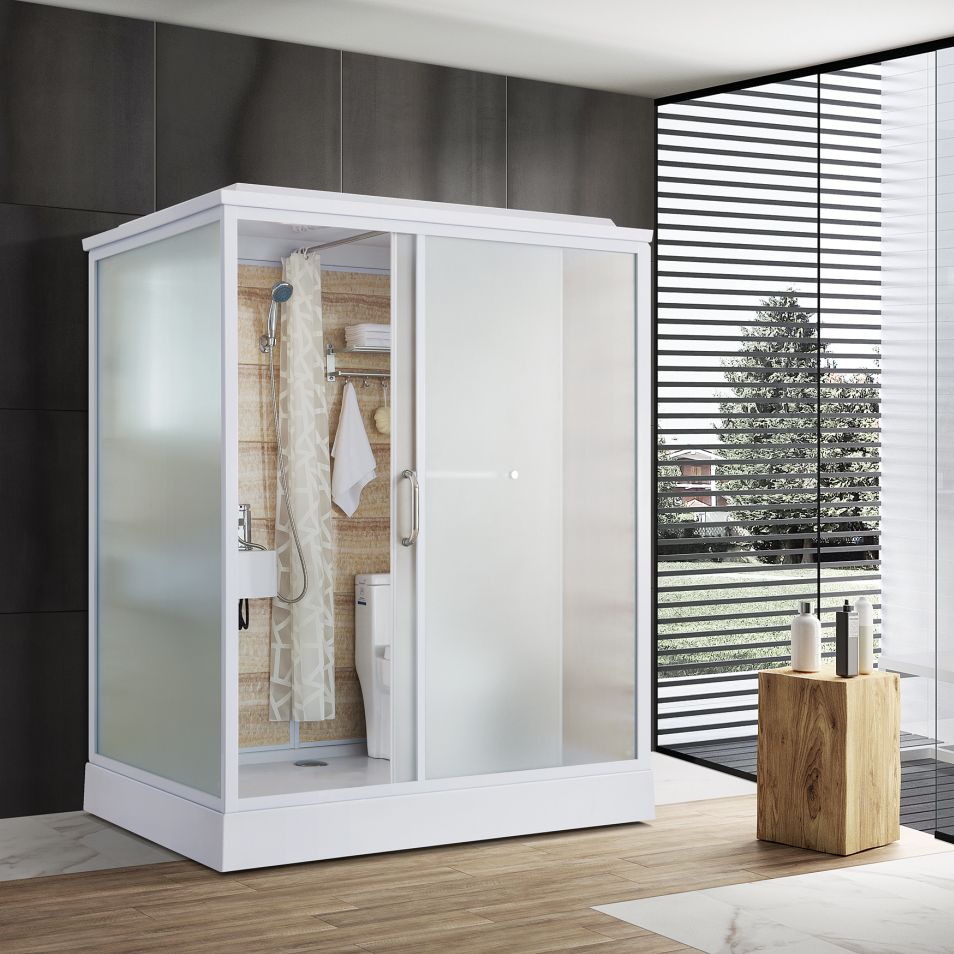 White Rectangular Shower Stall Tempered Glass Shower Enclosure without toilet Clearhalo 'Bathroom Remodel & Bathroom Fixtures' 'Home Improvement' 'home_improvement' 'home_improvement_shower_stalls_enclosures' 'Shower Stalls & Enclosures' 'shower_stalls_enclosures' 'Showers & Bathtubs' 1200x1200_aca80303-59cf-4d5a-ae95-3f2353941a48