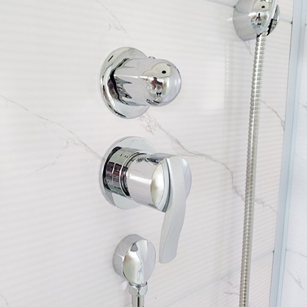 White Rectangle Shower Stall with Shower Base Tempered Glass Shower Stall Clearhalo 'Bathroom Remodel & Bathroom Fixtures' 'Home Improvement' 'home_improvement' 'home_improvement_shower_stalls_enclosures' 'Shower Stalls & Enclosures' 'shower_stalls_enclosures' 'Showers & Bathtubs' 1200x1200_acac9500-d74d-4571-84ab-6edd1db0a922