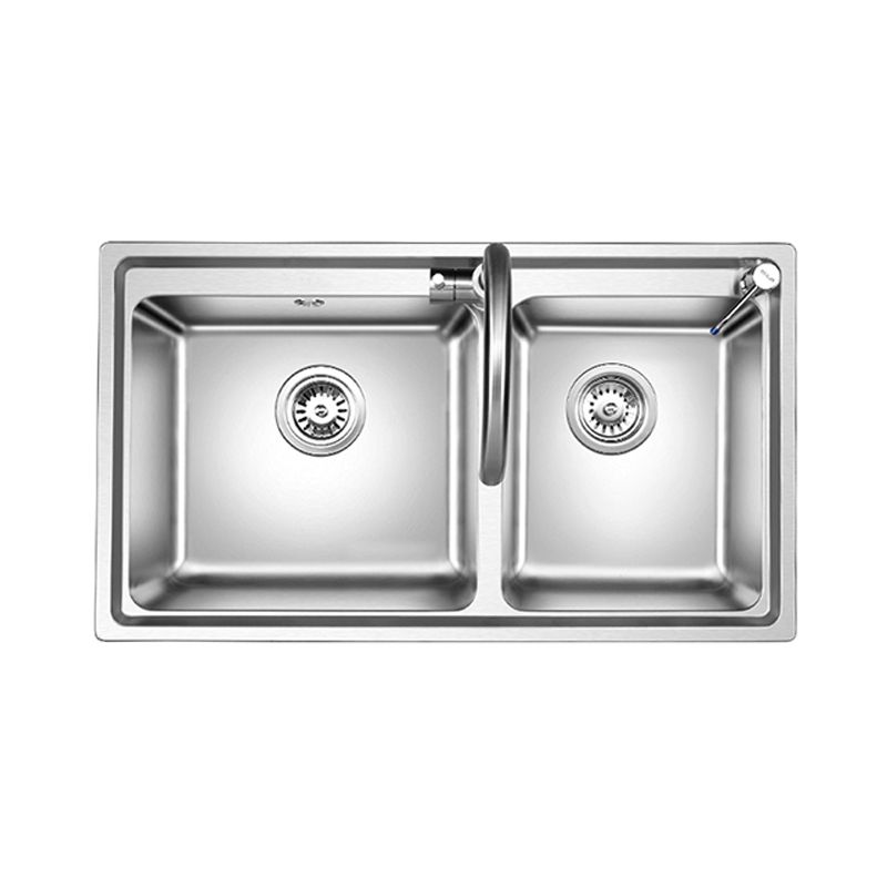 Classic Style Kitchen Sink Stainless Steel 1 Holes Kitchen Sink with Drain Strainer Kit Clearhalo 'Home Improvement' 'home_improvement' 'home_improvement_kitchen_sinks' 'Kitchen Remodel & Kitchen Fixtures' 'Kitchen Sinks & Faucet Components' 'Kitchen Sinks' 'kitchen_sinks' 1200x1200_acd11acd-dd71-4e51-a341-6b038e00fe23