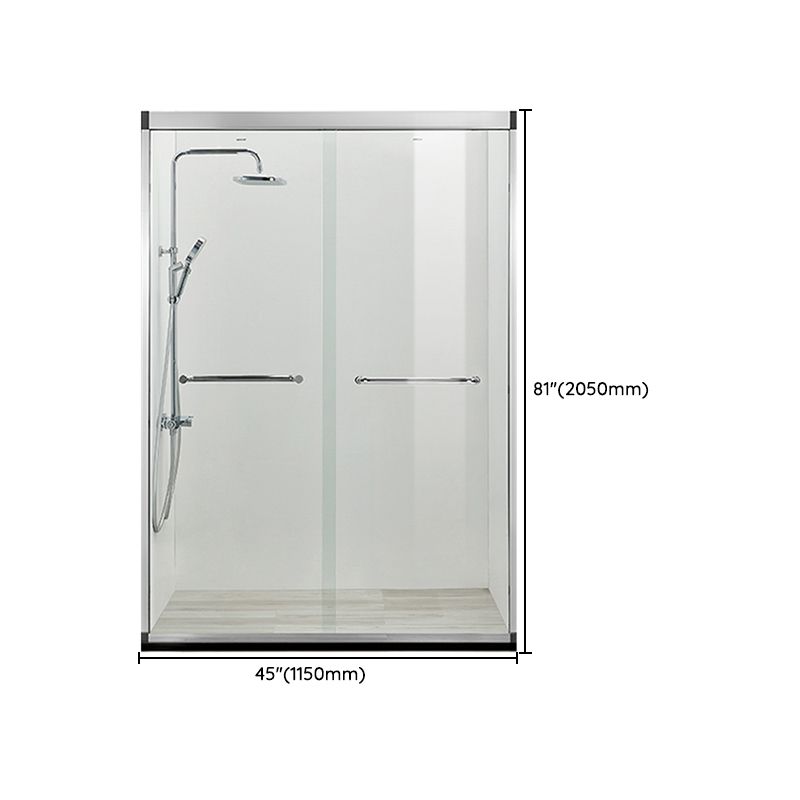 Black Double Sliding Shower Bath Door Semi-Frameless Tempered Shower Doors Clearhalo 'Bathroom Remodel & Bathroom Fixtures' 'Home Improvement' 'home_improvement' 'home_improvement_shower_tub_doors' 'Shower and Tub Doors' 'shower_tub_doors' 'Showers & Bathtubs' 1200x1200_aceeabff-ab91-4dc2-b81a-830f314d0959
