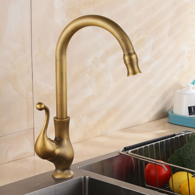 Traditional Kitchen Faucet Brass High Arc Gold Standard Kitchen Faucets with Single Handle Clearhalo 'Home Improvement' 'home_improvement' 'home_improvement_kitchen_faucets' 'Kitchen Faucets' 'Kitchen Remodel & Kitchen Fixtures' 'Kitchen Sinks & Faucet Components' 'kitchen_faucets' 1200x1200_acf4b61c-be9b-48f5-b148-9ccf59e78e45
