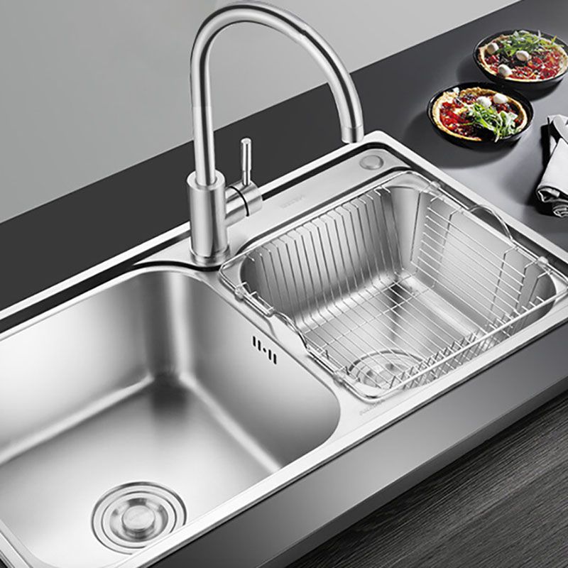 Double Basin Kitchen Sink Modern Stainless Steel Kitchen Sink with Drain Assembly Clearhalo 'Home Improvement' 'home_improvement' 'home_improvement_kitchen_sinks' 'Kitchen Remodel & Kitchen Fixtures' 'Kitchen Sinks & Faucet Components' 'Kitchen Sinks' 'kitchen_sinks' 1200x1200_acfe4281-54ff-4f8b-a2a3-bc148ae365d6