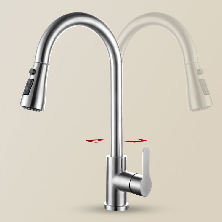 Kitchen Bar Faucet 304 Stainless Steel Swivel Spout with Pull Out Sprayer Clearhalo 'Home Improvement' 'home_improvement' 'home_improvement_kitchen_faucets' 'Kitchen Faucets' 'Kitchen Remodel & Kitchen Fixtures' 'Kitchen Sinks & Faucet Components' 'kitchen_faucets' 1200x1200_ad050b98-76c8-4ec8-8718-923facca2948