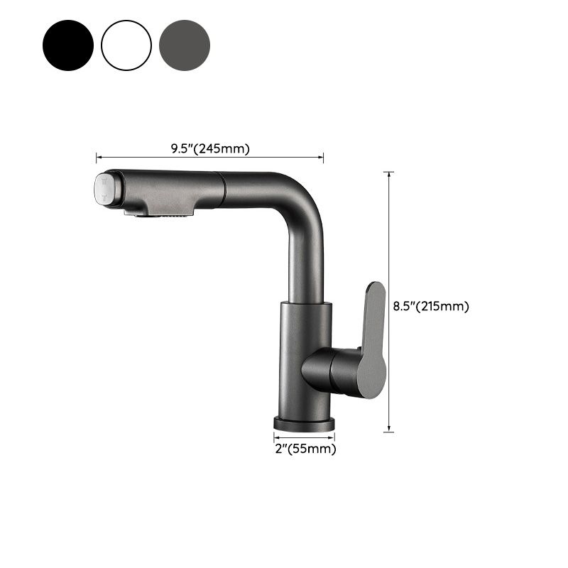 Modern Sink Faucet Pull-out Lever Handle Brass Faucet Bathroom Clearhalo 'Bathroom Remodel & Bathroom Fixtures' 'Bathroom Sink Faucets' 'Bathroom Sinks & Faucet Components' 'bathroom_sink_faucets' 'Home Improvement' 'home_improvement' 'home_improvement_bathroom_sink_faucets' 1200x1200_ad4d2621-abcc-480d-b45b-c63f7930fba8