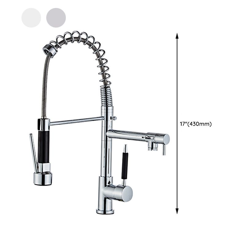 Contemporary Spring Spout Kitchen Sink Faucet Swivel Spout with Pull down Sprayer Clearhalo 'Home Improvement' 'home_improvement' 'home_improvement_kitchen_faucets' 'Kitchen Faucets' 'Kitchen Remodel & Kitchen Fixtures' 'Kitchen Sinks & Faucet Components' 'kitchen_faucets' 1200x1200_ad74632f-0b16-479a-bc51-e1ba94f13fb7