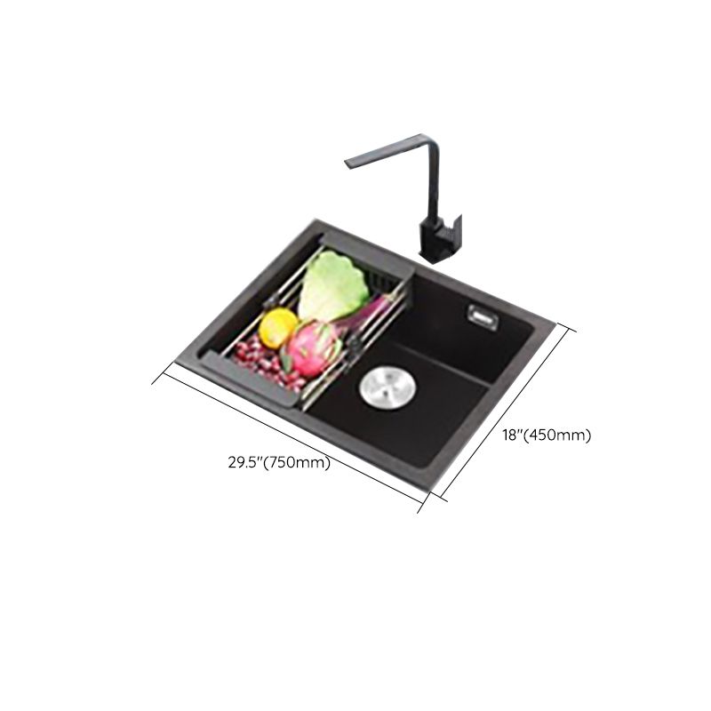 Modern Quartz Sink Black Faucet Kitchen Sink with Adjustable Tray Clearhalo 'Home Improvement' 'home_improvement' 'home_improvement_kitchen_sinks' 'Kitchen Remodel & Kitchen Fixtures' 'Kitchen Sinks & Faucet Components' 'Kitchen Sinks' 'kitchen_sinks' 1200x1200_ad905640-b3c5-49b0-8d80-a788778bd795