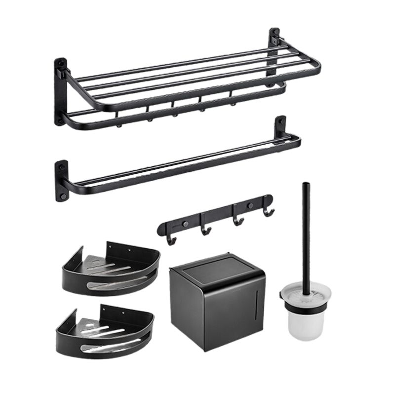 Modern Bathroom Accessory Kit Black Paper Holder Bath Shelf Bath Hardware Set Clearhalo 'Bathroom Hardware Sets' 'Bathroom Hardware' 'Bathroom Remodel & Bathroom Fixtures' 'bathroom_hardware_sets' 'Home Improvement' 'home_improvement' 'home_improvement_bathroom_hardware_sets' 1200x1200_ada00943-926b-4079-bb6e-219350865359