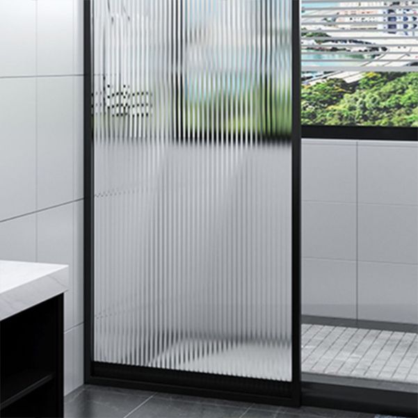 Fixed Black Shower Screen Full Frame Half Partition Shower Door Clearhalo 'Bathroom Remodel & Bathroom Fixtures' 'Home Improvement' 'home_improvement' 'home_improvement_shower_tub_doors' 'Shower and Tub Doors' 'shower_tub_doors' 'Showers & Bathtubs' 1200x1200_adb4801a-8a13-431f-85a0-aaccfe8f5447
