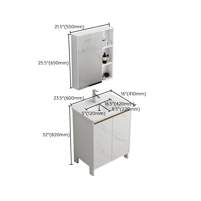 Free Standing Vanity Set White Drawer Faucet Ceramic Sink Vanity Set with Mirror Clearhalo 'Bathroom Remodel & Bathroom Fixtures' 'Bathroom Vanities' 'bathroom_vanities' 'Home Improvement' 'home_improvement' 'home_improvement_bathroom_vanities' 1200x1200_adb59510-1358-416f-b497-3eade2c615ff