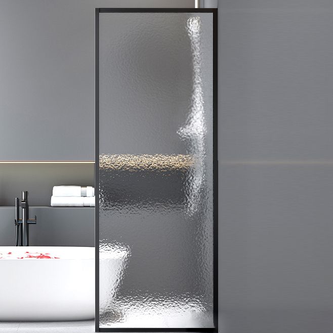 Fixed Semi Partition Shower Screen Black Full Frame Tempered Glass Shower Door Clearhalo 'Bathroom Remodel & Bathroom Fixtures' 'Home Improvement' 'home_improvement' 'home_improvement_shower_tub_doors' 'Shower and Tub Doors' 'shower_tub_doors' 'Showers & Bathtubs' 1200x1200_adbbfcc7-a092-457e-adba-416374e790ab