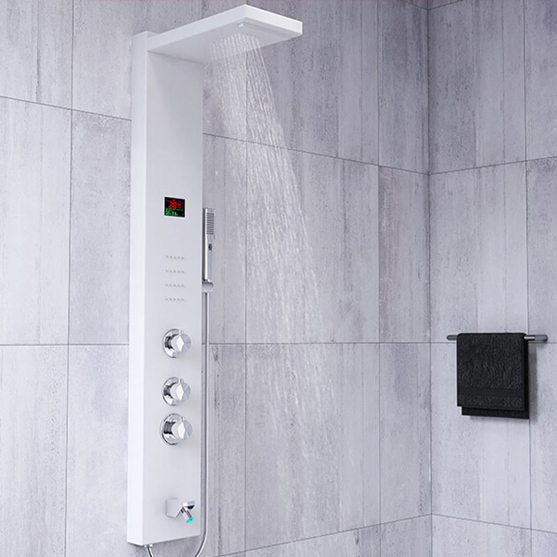 Shower Set White Shower Screen Intelligent Constant Temperature Bathroom Shower Head Clearhalo 'Bathroom Remodel & Bathroom Fixtures' 'Home Improvement' 'home_improvement' 'home_improvement_shower_faucets' 'Shower Faucets & Systems' 'shower_faucets' 'Showers & Bathtubs Plumbing' 'Showers & Bathtubs' 1200x1200_adc8a1ff-d134-44d2-baba-858c8b3bc8df