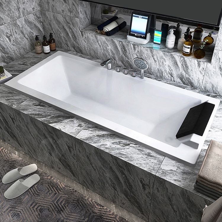 Drop-in White Bath Modern Soaking Acrylic Rectangular Bathtub Clearhalo 'Bathroom Remodel & Bathroom Fixtures' 'Bathtubs' 'Home Improvement' 'home_improvement' 'home_improvement_bathtubs' 'Showers & Bathtubs' 1200x1200_ade36538-100b-4bc5-bd11-650a1217cce1
