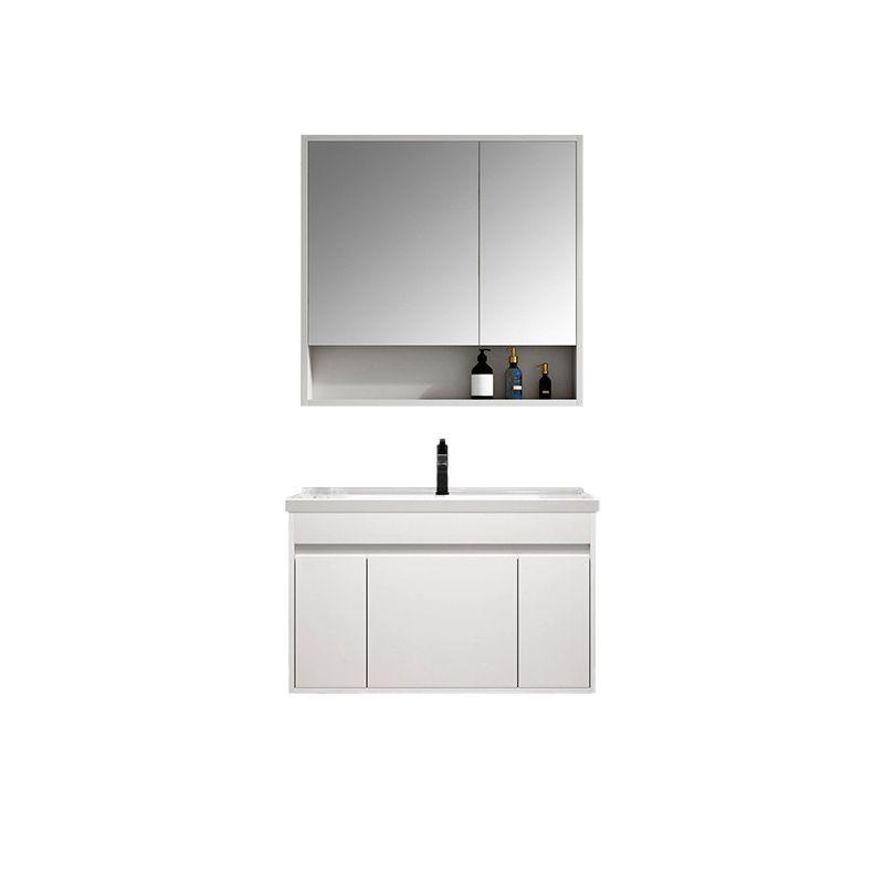 Rectangle Bathroom Vanity Wall-Mounted Mirror Wood Frame Modern Vanity with Doors Clearhalo 'Bathroom Remodel & Bathroom Fixtures' 'Bathroom Vanities' 'bathroom_vanities' 'Home Improvement' 'home_improvement' 'home_improvement_bathroom_vanities' 1200x1200_adecb0b1-86c2-485a-ba79-355f4a85d162
