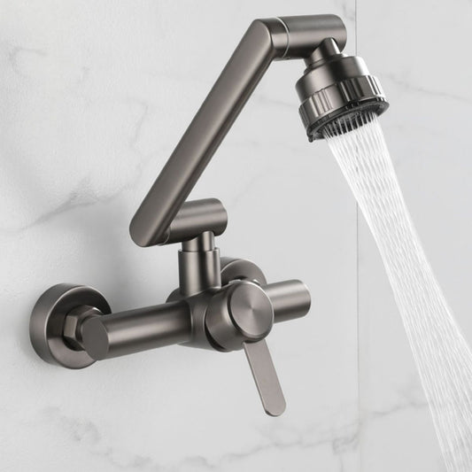 Modern Wall Mounted Kitchen Faucet Single Handle Faucet in Chrome Clearhalo 'Home Improvement' 'home_improvement' 'home_improvement_kitchen_faucets' 'Kitchen Faucets' 'Kitchen Remodel & Kitchen Fixtures' 'Kitchen Sinks & Faucet Components' 'kitchen_faucets' 1200x1200_adffb838-78cf-4c4c-b8a0-7951f56fa7ef