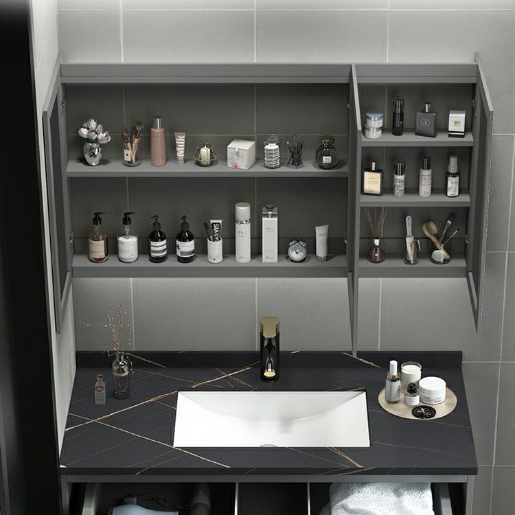 Wall Mount Faucet Included Sink Vanity with Drawers Mirror for Bathroom Clearhalo 'Bathroom Remodel & Bathroom Fixtures' 'Bathroom Vanities' 'bathroom_vanities' 'Home Improvement' 'home_improvement' 'home_improvement_bathroom_vanities' 1200x1200_adffdda5-2337-4e6f-941e-0e1c7186713d