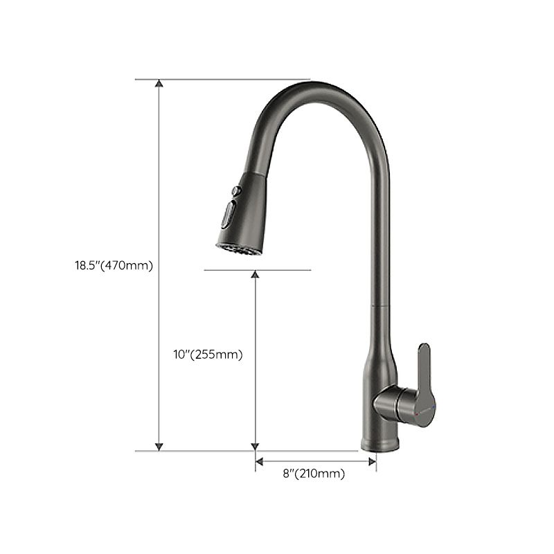 Contemporary Single Handle Kitchen Faucet Pull Out 1 Hold Bar Faucet with No Sensor Clearhalo 'Home Improvement' 'home_improvement' 'home_improvement_kitchen_faucets' 'Kitchen Faucets' 'Kitchen Remodel & Kitchen Fixtures' 'Kitchen Sinks & Faucet Components' 'kitchen_faucets' 1200x1200_ae13fc4e-ce44-472f-b509-e540440c0019